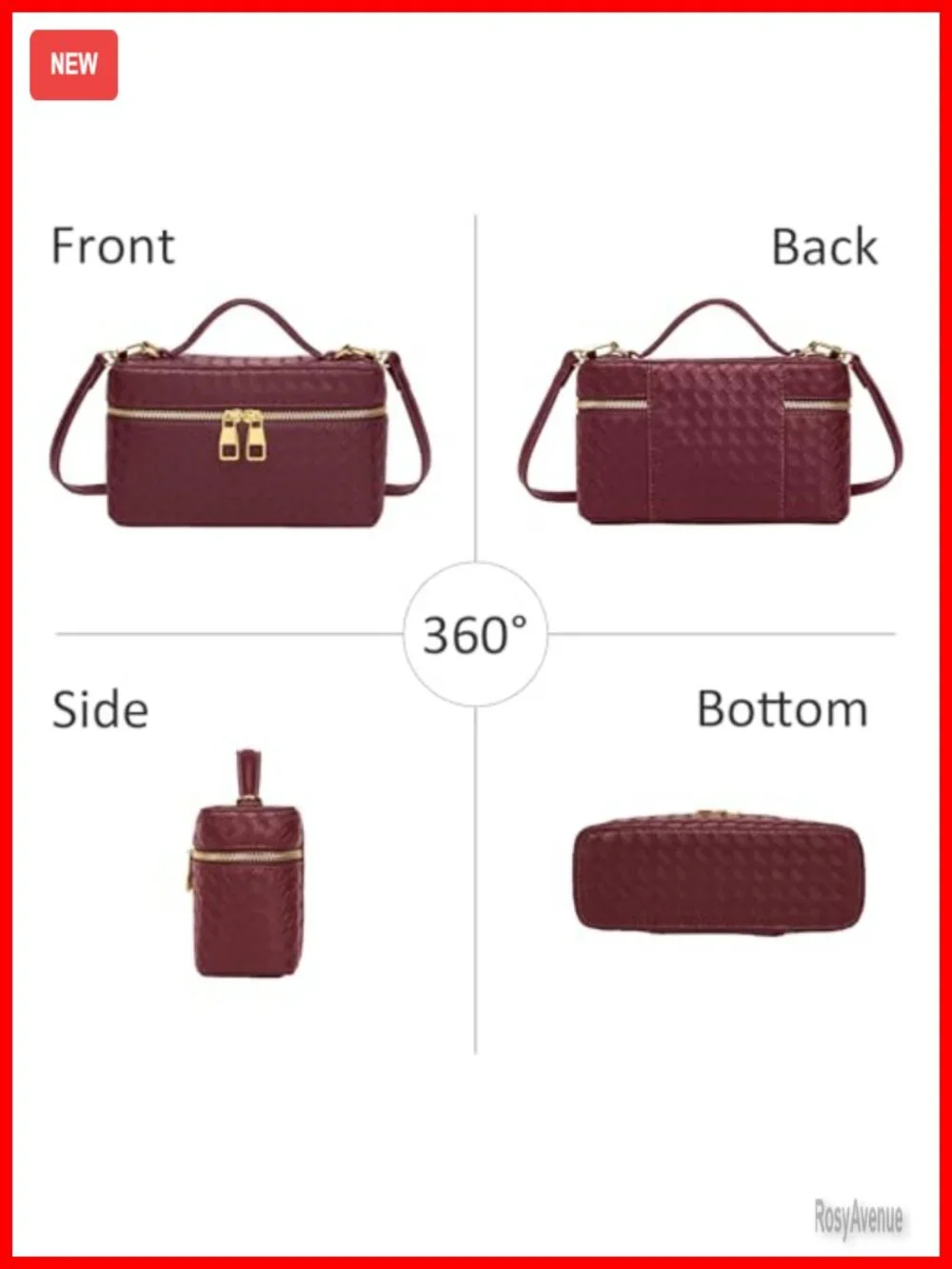Mini Square Box Satchel Bag PU Leather Crossbody Purse with Adjustable Strap